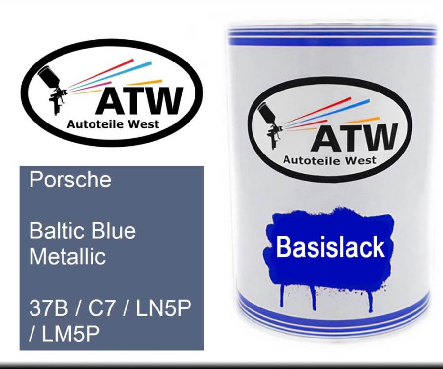 Porsche, Baltic Blue Metallic, 37B / C7 / LN5P / LM5P: 500ml Lackdose, von ATW Autoteile West.